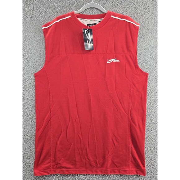 Vintage Koman Sport Shirt Mens XL Red Sleeveless Tank Athletic Gym Polyester NOS - Picture 1 of 9